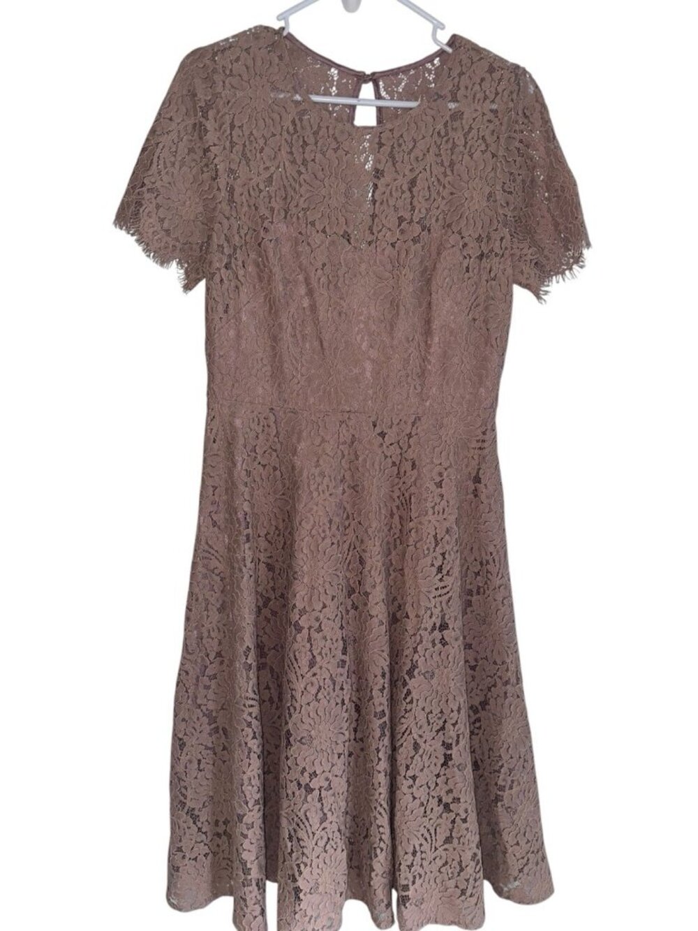 Eliza J Womens Fit & Flare Lace Dress Sz 8 Mauve Pink Cottage Whimsygoth